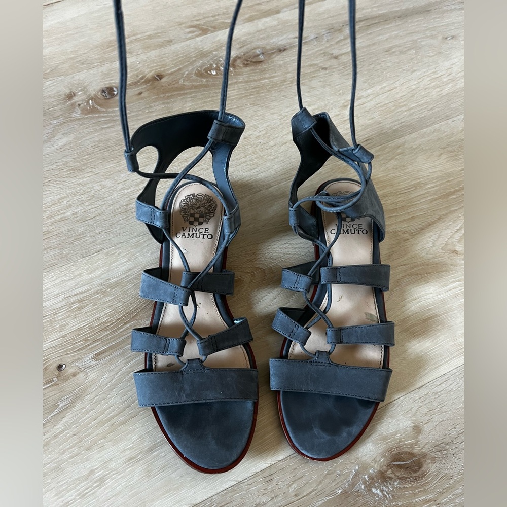 Vince Camuto Gray Strappy Leather Gladiator Sandals